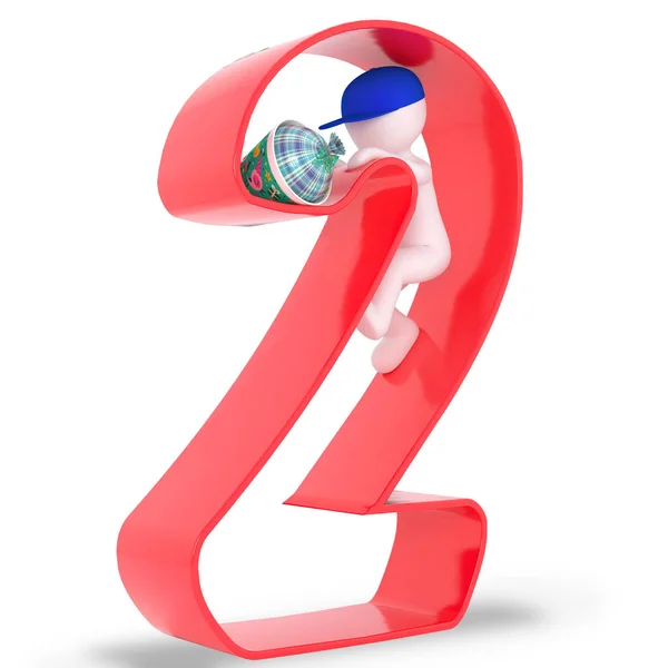 Number Two Red — Stock Photo, Image