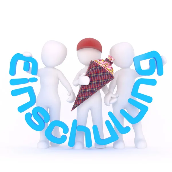 Primer Día Escolar Niños Con Letras Alemanas Einschulung — Foto de Stock