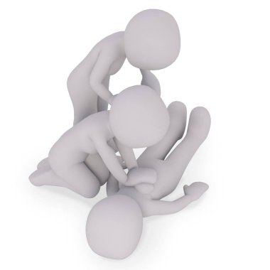 yaralı bir kişiye bir kalp ritim masaj uygulanıyor