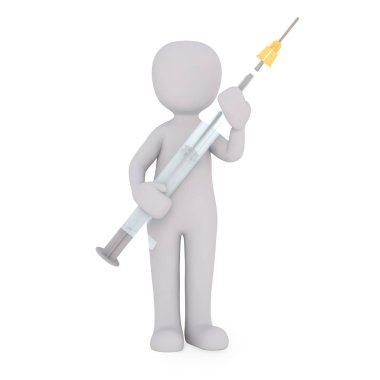 Doktor büyük bir şırınga ile