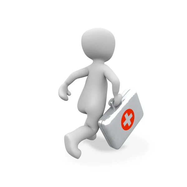 Doctor Está Corriendo Con Caja Primeros Auxilios — Foto de Stock