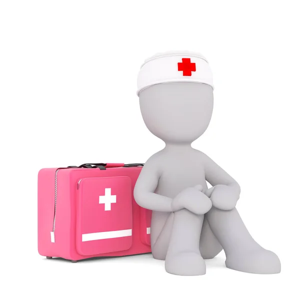 Enfermeira Com Caixa Primeiros Socorros — Fotografia de Stock