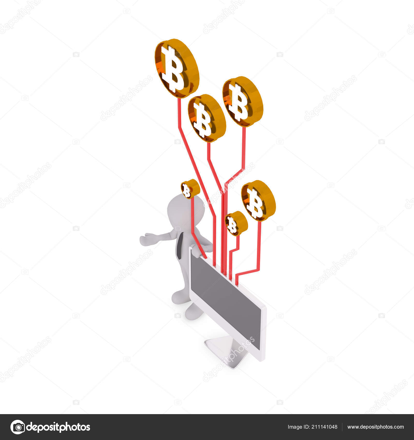 Earn Money Bitcoin Mining Computer Stock Editori!   al Photo C 3d - 