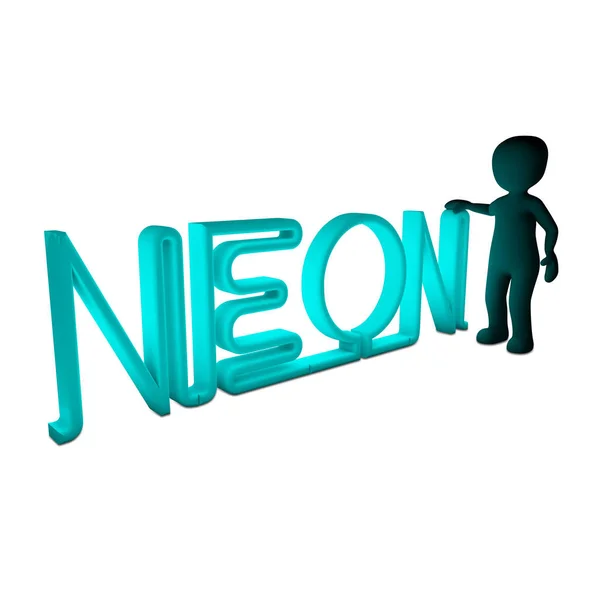 Caráter Néon Azul Com Letras Neon — Fotografia de Stock