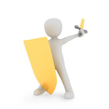 adam bir kalkan ile mücadele