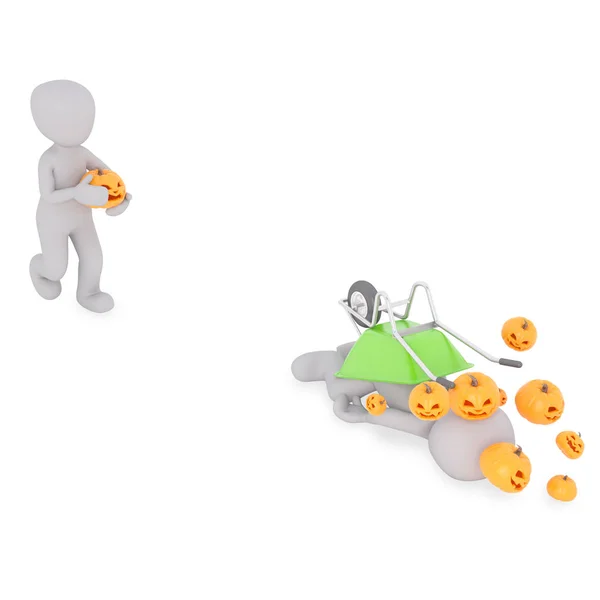 Pumpkins Transportation Wheelbarrow — Stock Photo, Image
