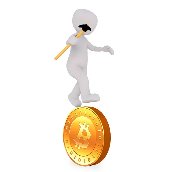 Man Standing Bitcoin — Stockfoto