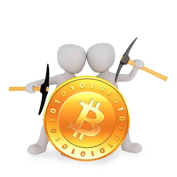 Mineração Bitcoin Com Uma Picareta — Fotografia de Stock