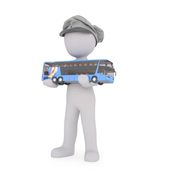 Busschaufför Med Bussmodell — Stockfoto