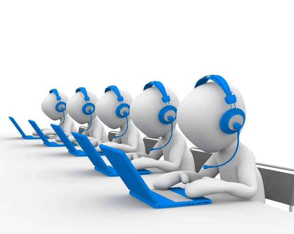 Call Center Agents Blue Color — Stock Photo, Image