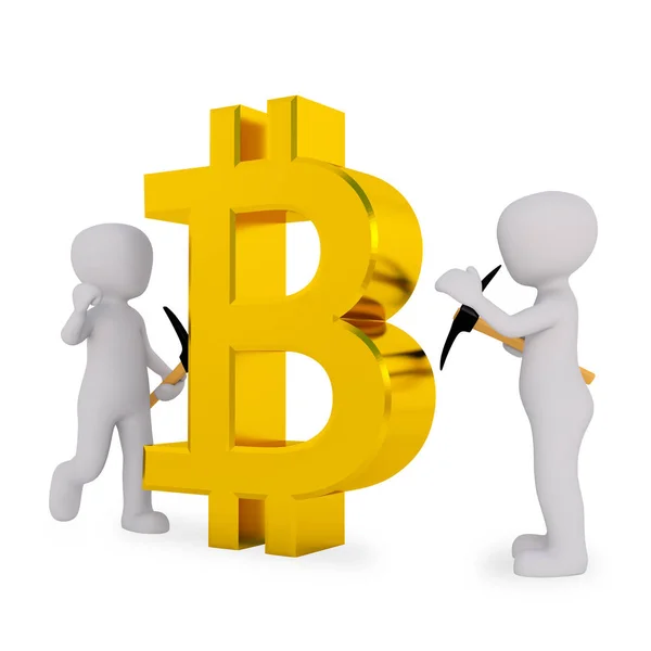 Muži Držící Matraci Pro Zlato Bitcoinu — Stock fotografie