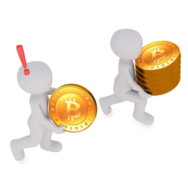 Homens Correndo Com Pilhas Bitcoin — Fotografia de Stock