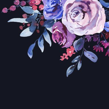 Soyut suluboya çiçek tebrik kartı, La Prima tarzda VI