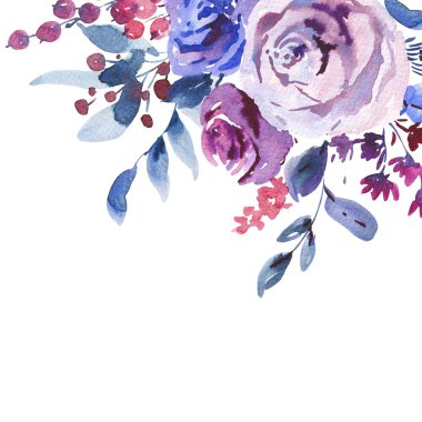 Soyut suluboya çiçek tebrik kartı, La Prima tarzda VI