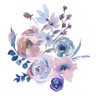 Nazik suluboya çiçek tebrik kartı, La Prima tarzda pembe