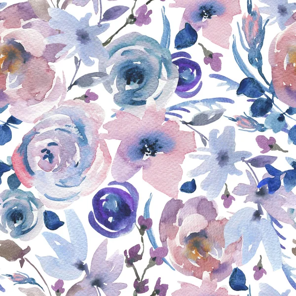 Gentle Watercolor Floral Seamless Pattern in a La Prima Style, P — Stock Photo, Image