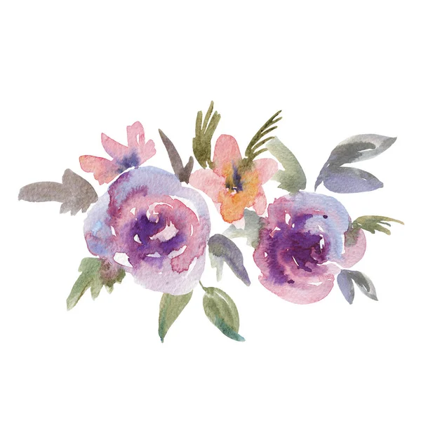 Gentle Purple Watercolor Roses Floral Greeting Card