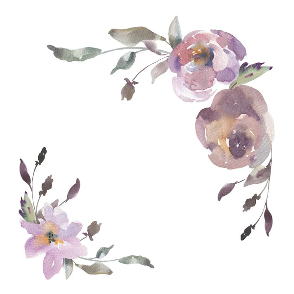 Shabby Vintage Watercolor Floral cartão de saudação, rosas aquarela — Fotografia de Stock