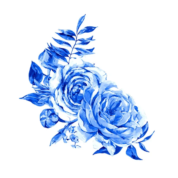 Rosen Aquarell Jahrgang, Aquarell Bouquet von roten Rosen und wi — Stockfoto