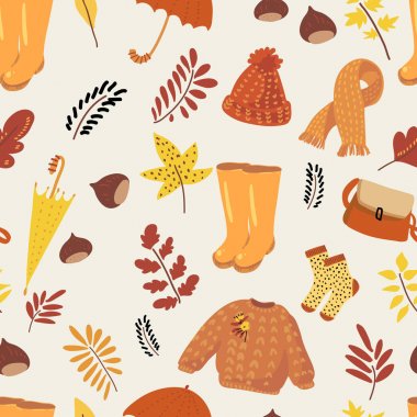 Sonbahar doğal Dikişsiz desen. Şemsiye ile sonbahar arka plan, 