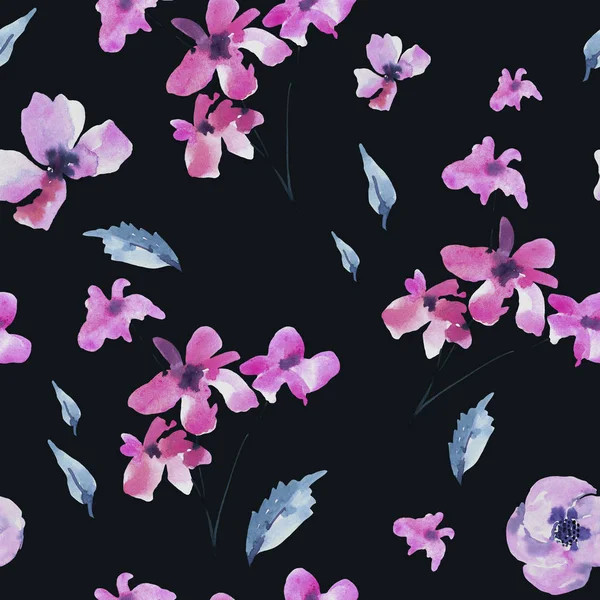 Vintage Tiny Macenta Çiçek Suluboya Dikişsiz Desen, Wil