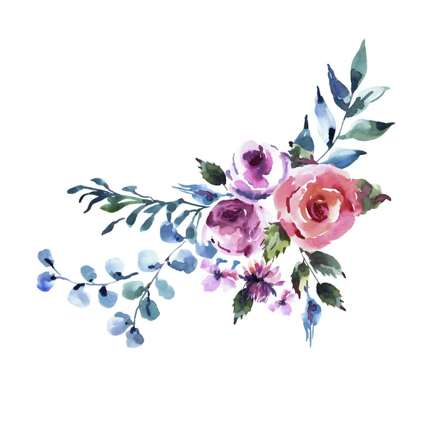 Yaz Suluboya Çiçek Tebrik Kartı. Pembe Suluboya Güller, W