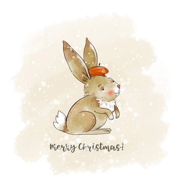 빈티지 카드와 크리스마스 토끼의 랜드의 Holidays New Year — 스톡 사진