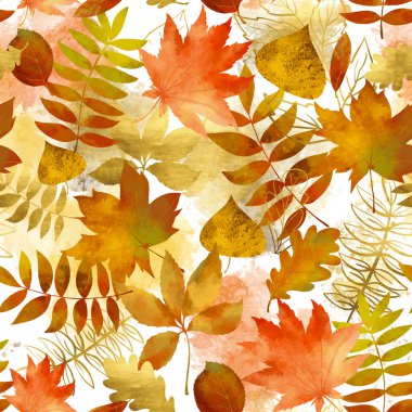 Suluboya sonbaharı pürüzsüz bir desen bırakır. Beyaz arkaplanda sarı parlak sonbahar dokusu