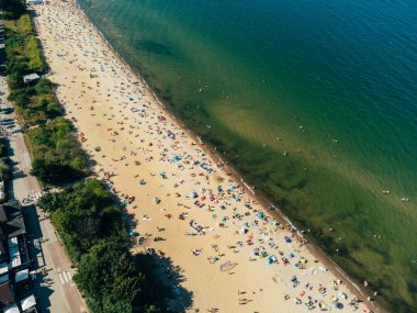 Polonya Sopot Sahili 'nin havadan görünüşü