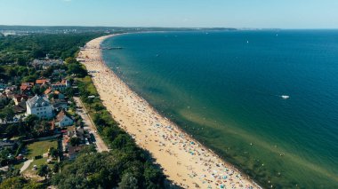 Polonya Sopot Sahili 'nin havadan görünüşü