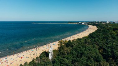 Polonya Sopot Sahili 'nin havadan görünüşü