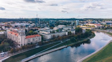 Vilnius Şehir Merkezi ve Neris Nehri, Litvanya Hava Görüntüsü