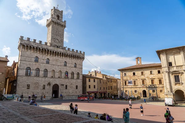 Montepulciano Siena Toskania Italia Palace Tower Średniowiecznej Wiosce Kraju Placu — Zdjęcie stockowe