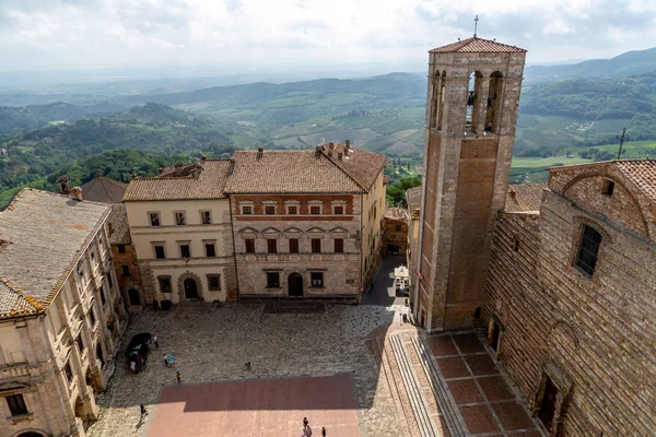 Montepulciano Siena Tuscany Italia Cathedral Medieval Village Country Square Twilight — Stock Photo, Image