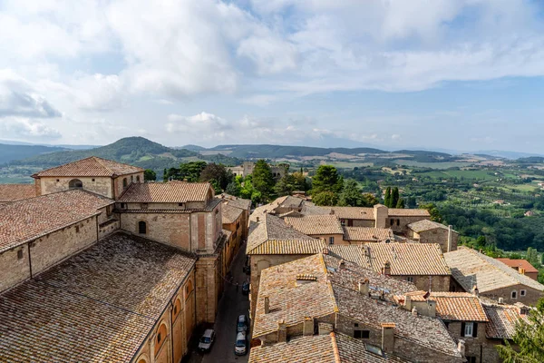 Montepulciano Siena Toskania Italia Widok Wieży Średniowiecznego Miasteczka Dom Dach Obraz Stockowy
