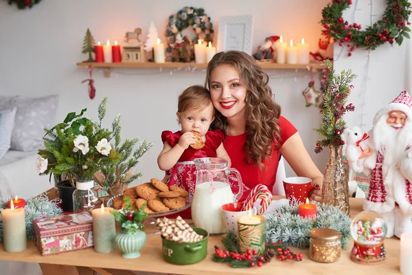 New Year\'s photo session of a family with a small child