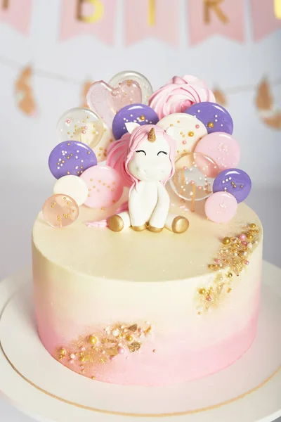 Doğum günü 1 yıl Cake Smash Dekor bir tek boynuzlu at ile