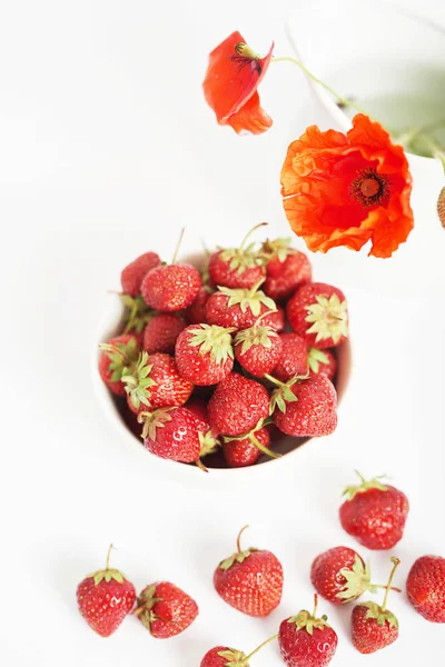 healthy food, strawberries on a white background, food for vegetarians and vegans, ecological products