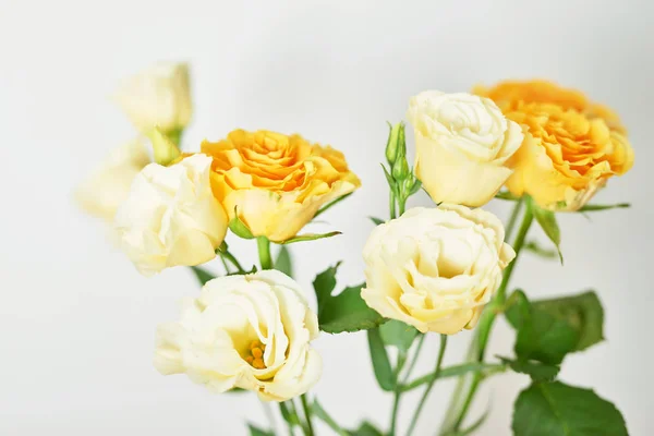 Yellow Roses Mother Day White Wooden Background — стоковое фото