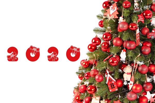 Plantilla Tarjeta Navidad 2020 Del Año Árbol Navidad Sobre Fondo —  Fotos de Stock