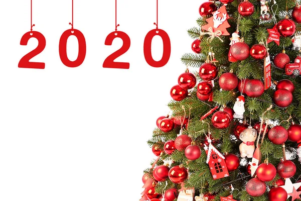 Plantilla Tarjeta Navidad 2020 Del Año Árbol Navidad Sobre Fondo — Foto de Stock