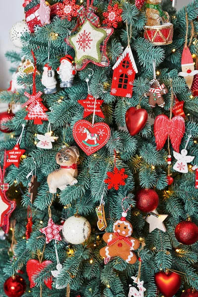 Weihnachtsbaum Dekor Hintergrund Frohe Weihnachten Grußkarte Frohes Neues Jahr Weihnachtszimmer — Stockfoto
