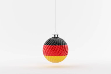 Beyaz zemin üzerinde bir ipte asılı bir parlak Noel top geman bayrağı