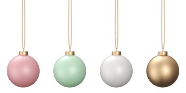 Noel top izole üzerinde beyaz arka plan asılı pastel renklerde ayarla