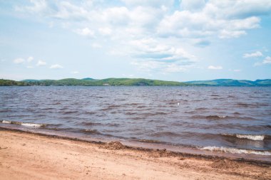Maskinonge Lake St-Gabriel-de-Brandon Quebec Kanada rüzgarlı yaz gün manzara