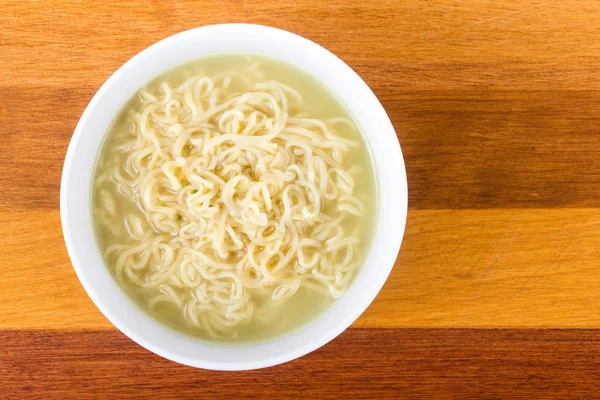 Fideos Ramen Caldo Pollo Cuenco Plano Poner Vista — Foto de Stock