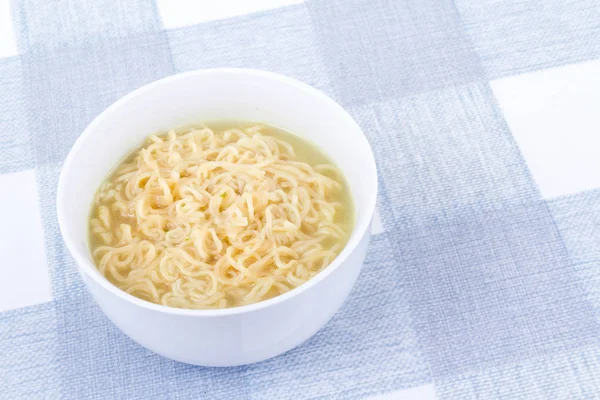 Fideos Ramen Caldo Pollo Cuenco Plano Poner Vista — Foto de Stock