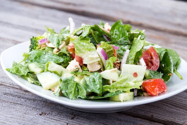 Chicken Veggies Mixed Salad Bacon — Stock Photo, Image