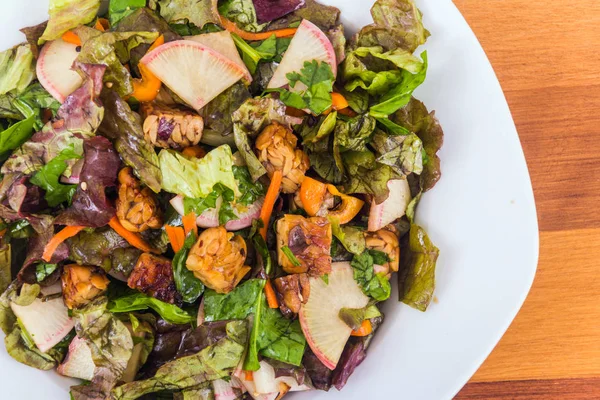 Salada Mista Saudável Com Soja Tempeh — Fotografia de Stock