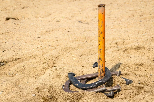 Horseshoe Game Sand Summer Activity Stock Image